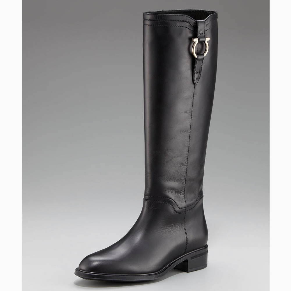 Salvatore Ferragamo Black Riding Boot - Size 7